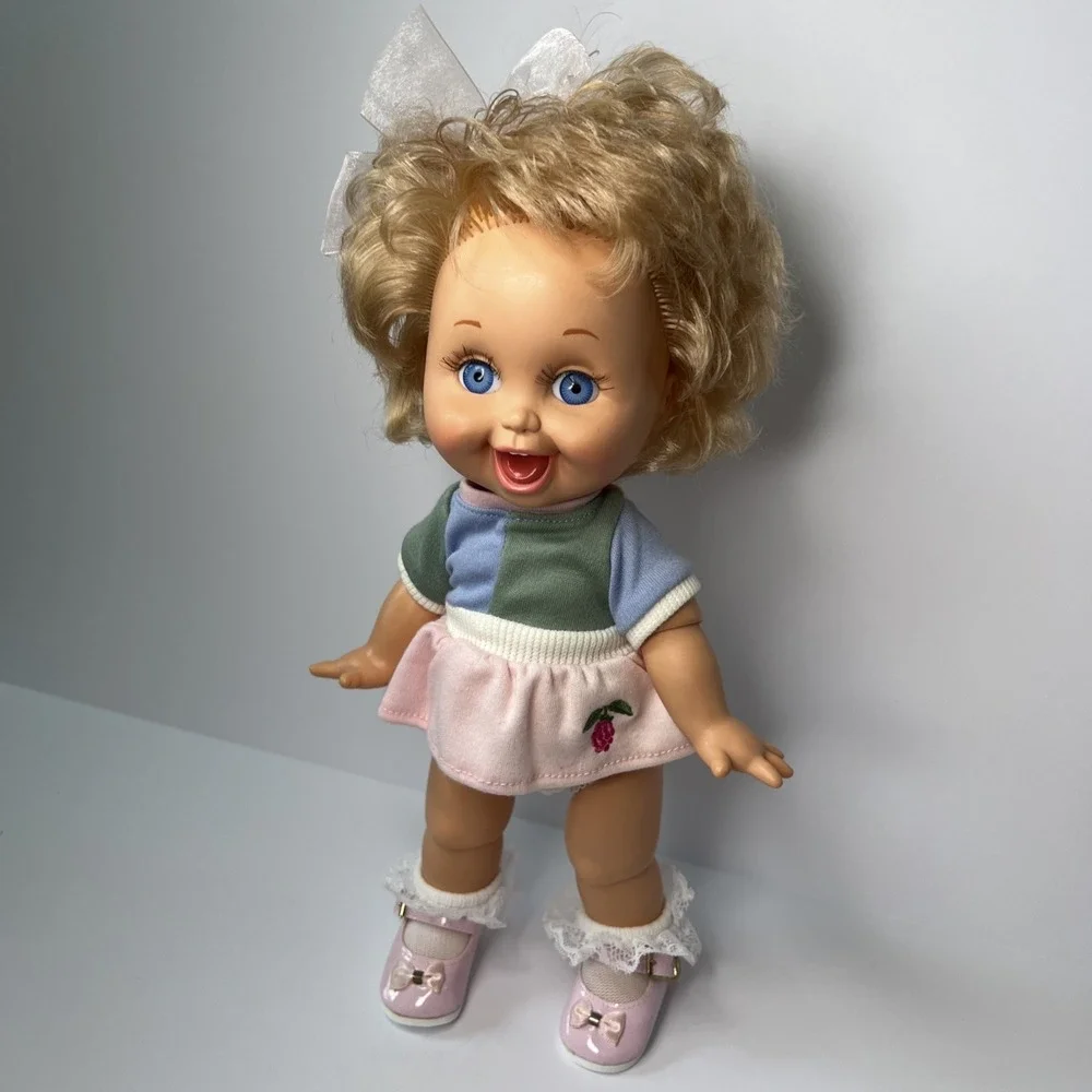 Vintage 1990 Galoob Baby Face So Playful Penny #10 Blue Eyes Pink Outfit